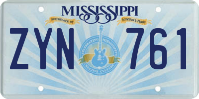 MS license plate ZYN761