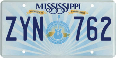 MS license plate ZYN762
