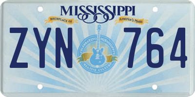 MS license plate ZYN764