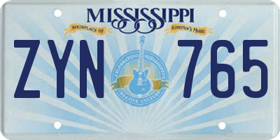 MS license plate ZYN765