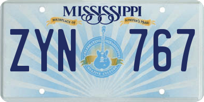 MS license plate ZYN767