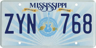 MS license plate ZYN768