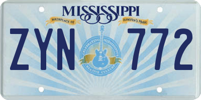 MS license plate ZYN772