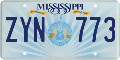MS license plate ZYN773