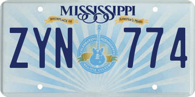 MS license plate ZYN774