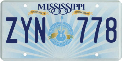 MS license plate ZYN778