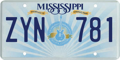 MS license plate ZYN781