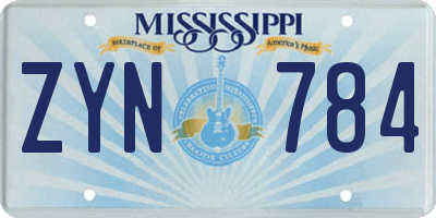 MS license plate ZYN784