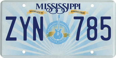 MS license plate ZYN785