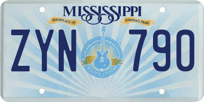 MS license plate ZYN790