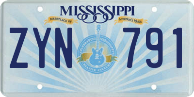 MS license plate ZYN791