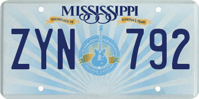 MS license plate ZYN792