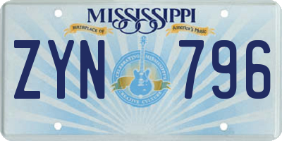 MS license plate ZYN796