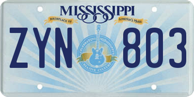 MS license plate ZYN803