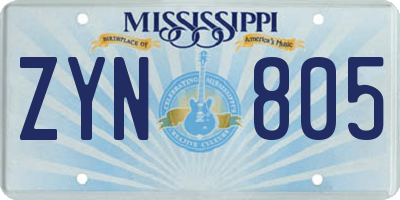 MS license plate ZYN805