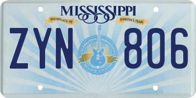 MS license plate ZYN806