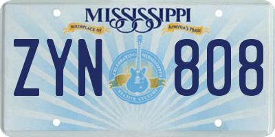 MS license plate ZYN808