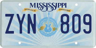 MS license plate ZYN809