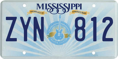 MS license plate ZYN812