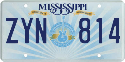 MS license plate ZYN814