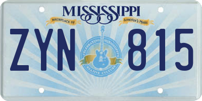 MS license plate ZYN815