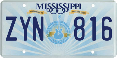 MS license plate ZYN816