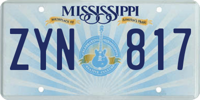 MS license plate ZYN817