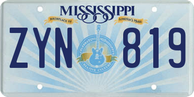 MS license plate ZYN819