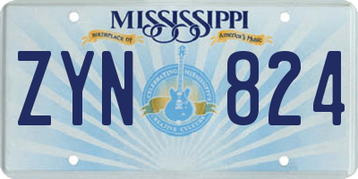 MS license plate ZYN824