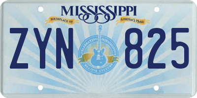 MS license plate ZYN825