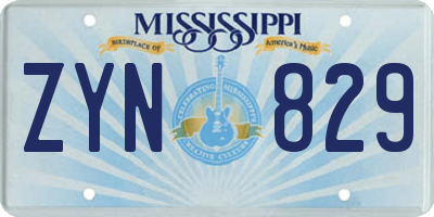 MS license plate ZYN829