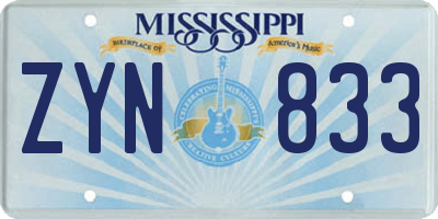 MS license plate ZYN833