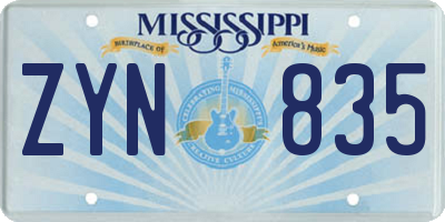 MS license plate ZYN835