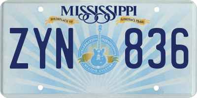 MS license plate ZYN836