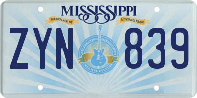 MS license plate ZYN839
