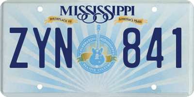 MS license plate ZYN841
