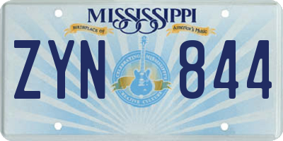 MS license plate ZYN844