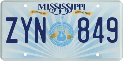 MS license plate ZYN849