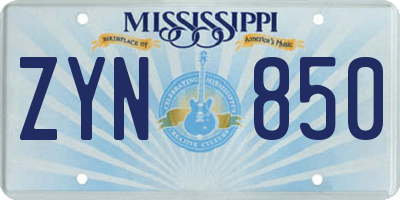 MS license plate ZYN850