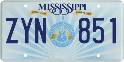 MS license plate ZYN851