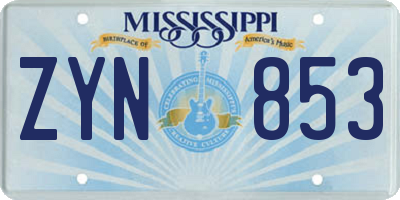 MS license plate ZYN853