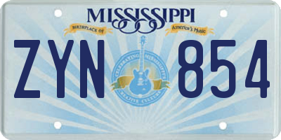 MS license plate ZYN854