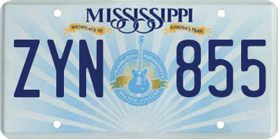MS license plate ZYN855