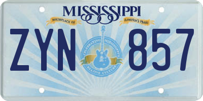 MS license plate ZYN857