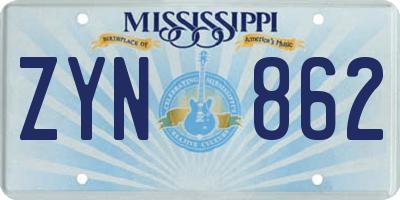 MS license plate ZYN862