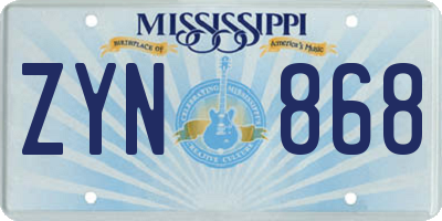 MS license plate ZYN868