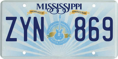 MS license plate ZYN869