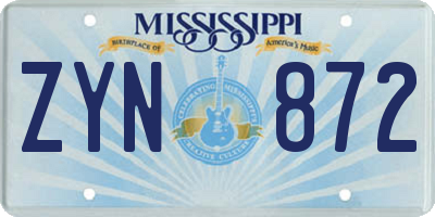 MS license plate ZYN872