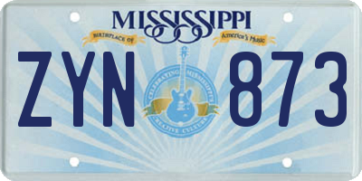 MS license plate ZYN873