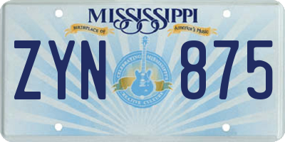 MS license plate ZYN875